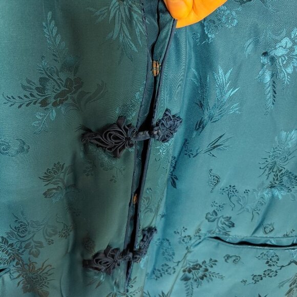 Vintage Silk Vest Double Horse Puff Quilt Boho Asian Satin Blue - Picture 6 of 6